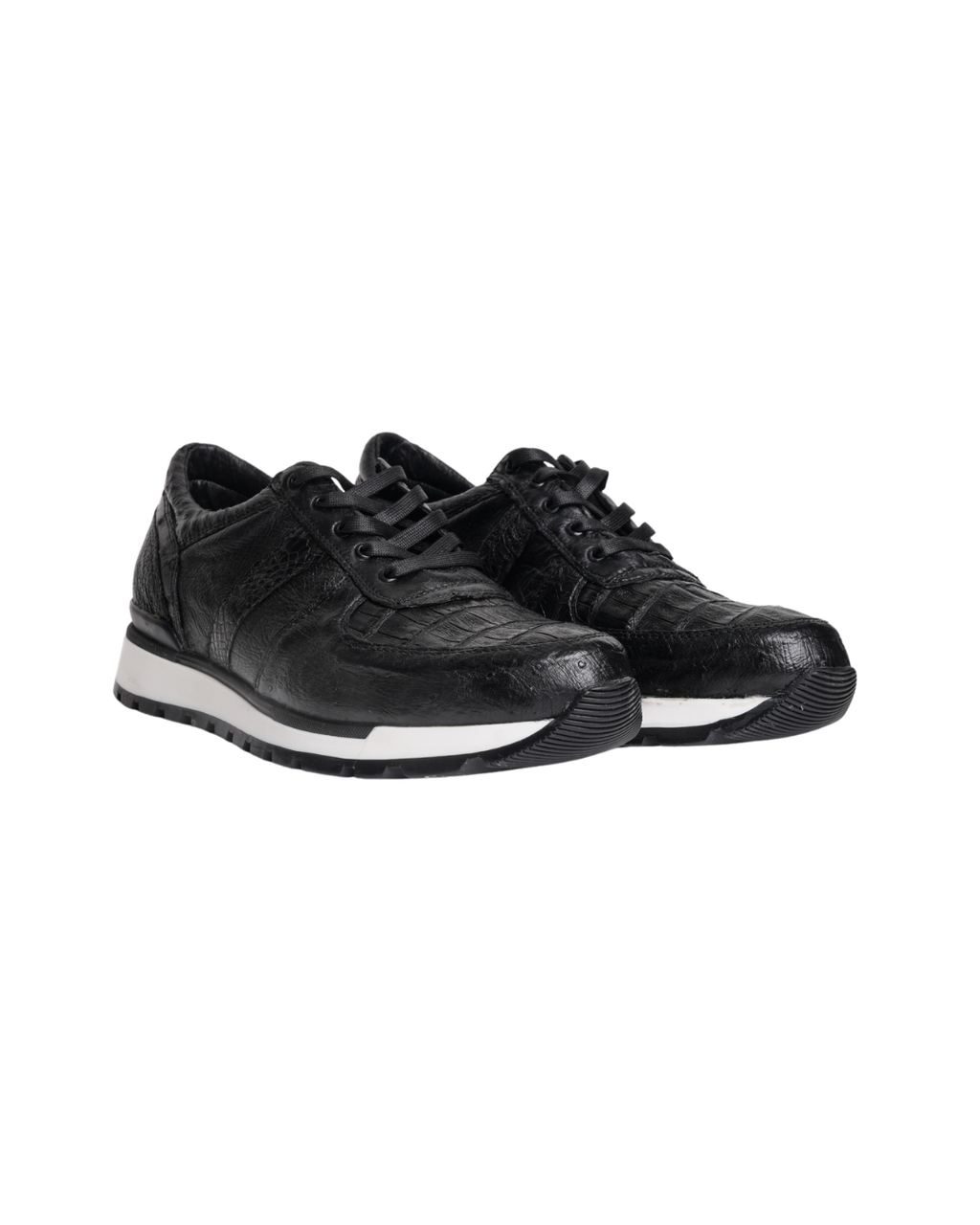 Tenis Exótico Avestruz con Cocodrilo Negro 456 León