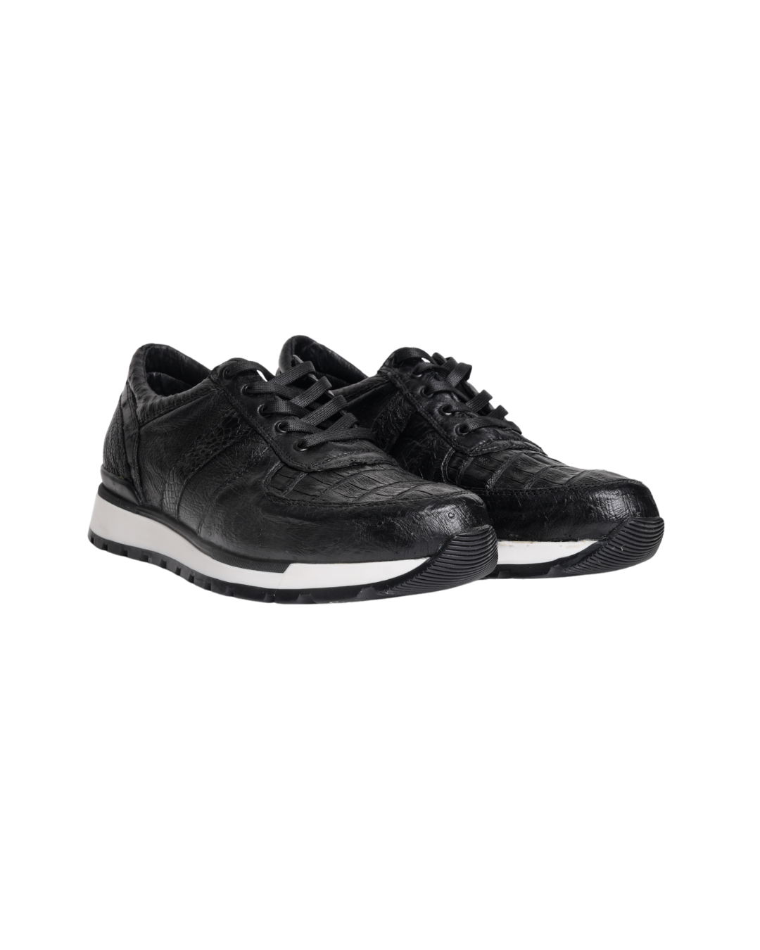 Tenis Exótico Avestruz con Cocodrilo Negro 456 León