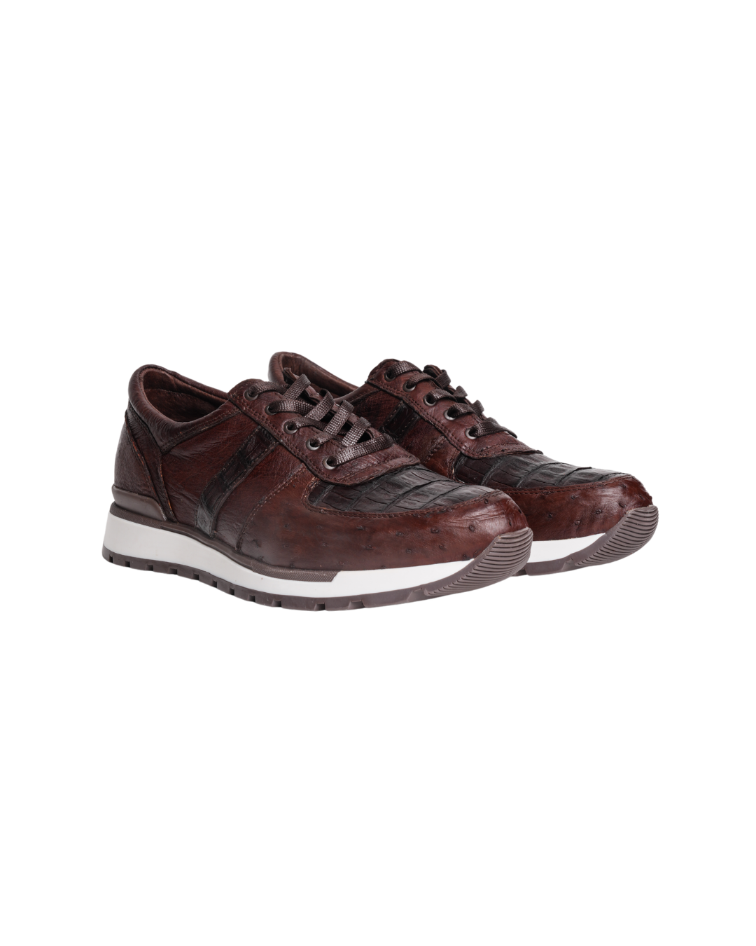 Tenis Exótico Avestruz con Cocodrilo Café 456 León
