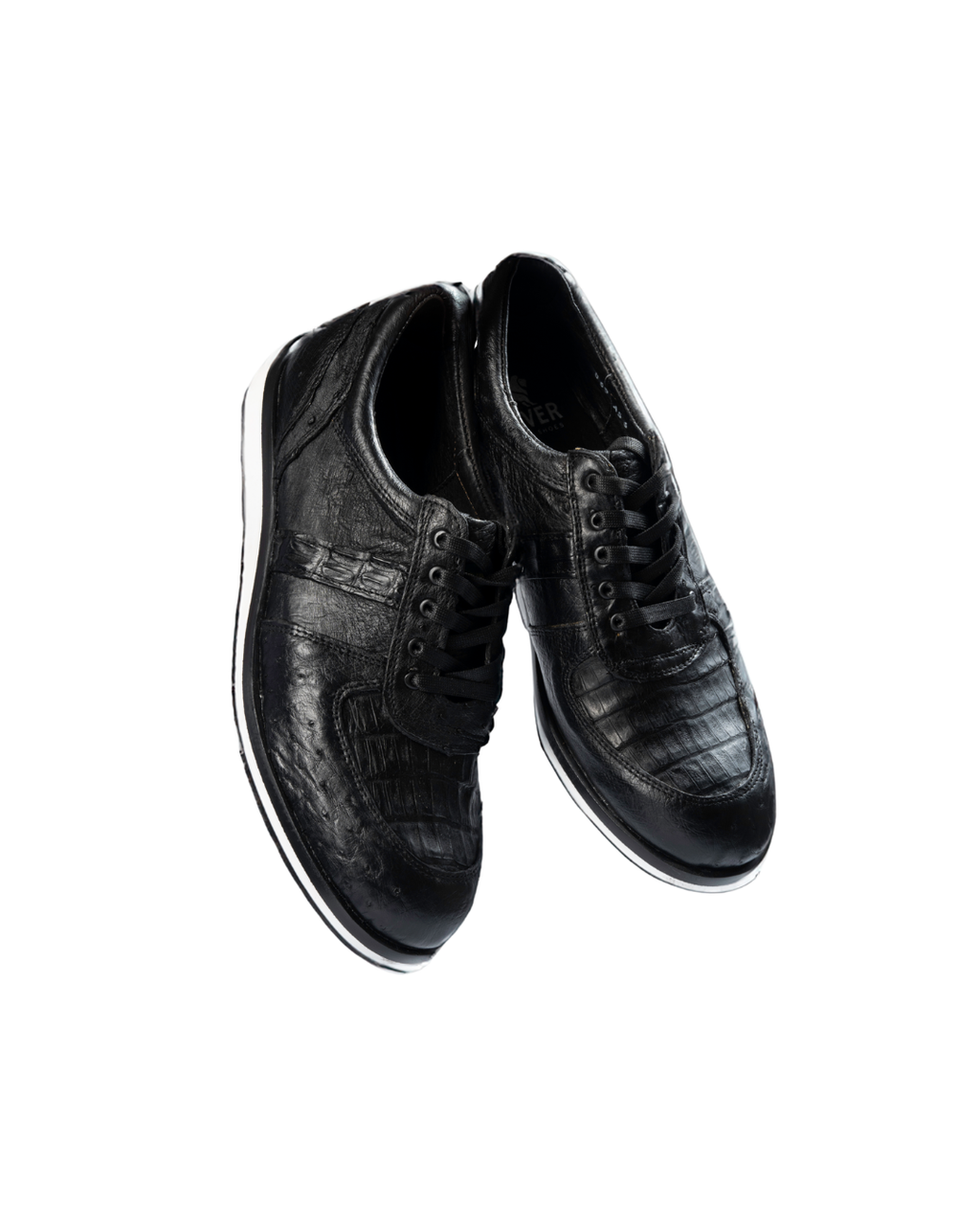 Tenis Exótico Avestruz con Cocodrilo Negro 456 Tigre