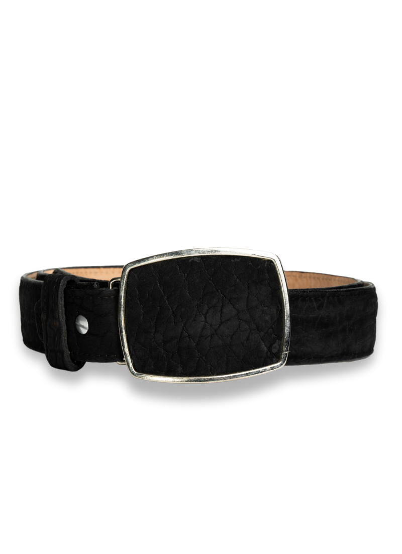 Cinturón Cuello De Toro Exótico Negro Cuadrado
