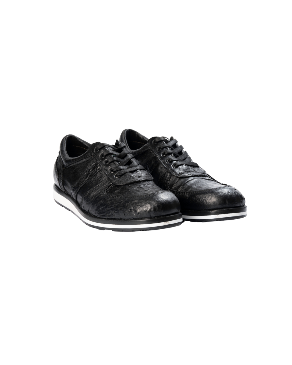 Tenis Exótico Avestruz con Cocodrilo Negro 456 Tigre
