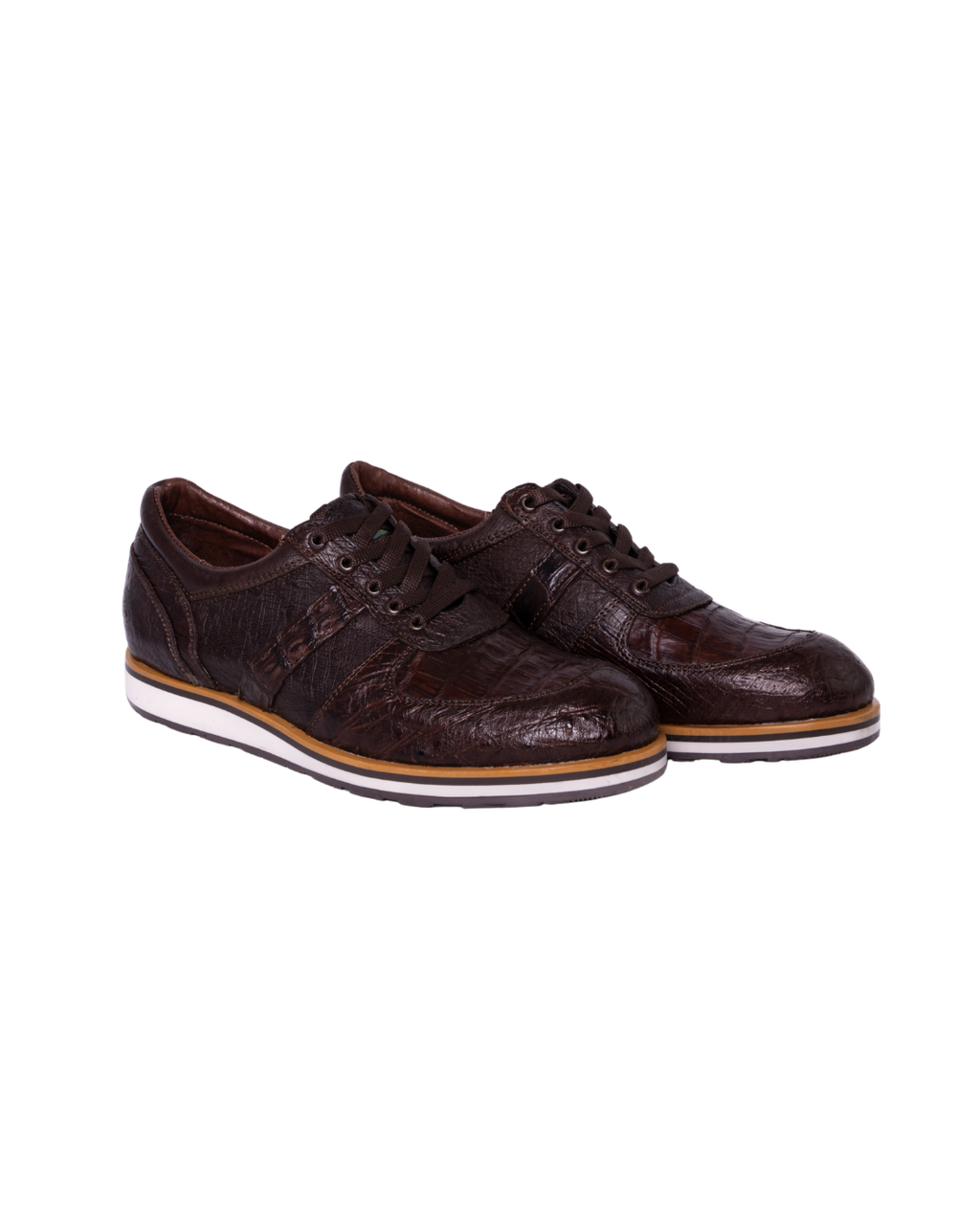 Tenis Exótico Avestruz con Cocodrilo Café 456 Tigre