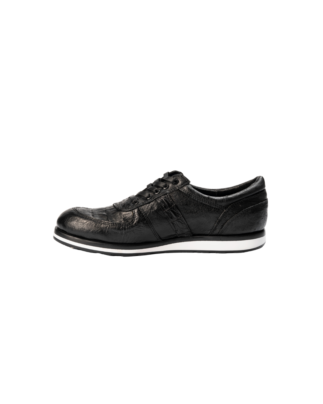 Tenis Exótico Avestruz con Cocodrilo Negro 456 Tigre