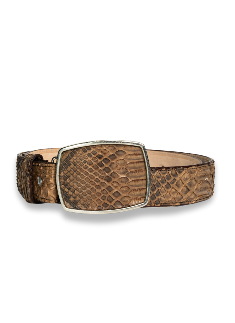 Cinturón Python Exótico Taupe Cuadrado