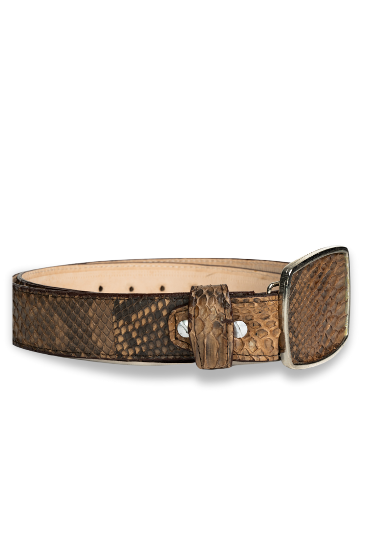 Cinturón Python Exótico Taupe Cuadrado