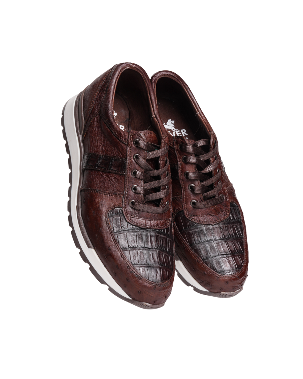 Tenis Exótico Avestruz con Cocodrilo Café 456 León