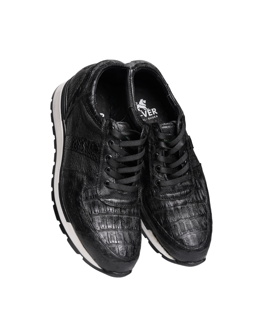 Tenis Exótico Avestruz con Cocodrilo Negro 456 León