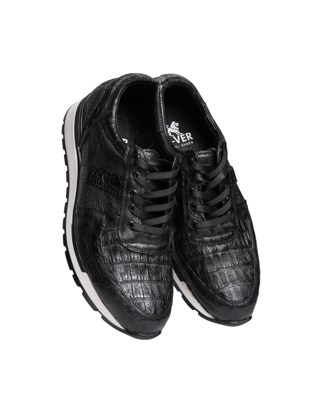 Tenis Exótico Avestruz con Cocodrilo Negro 456 León