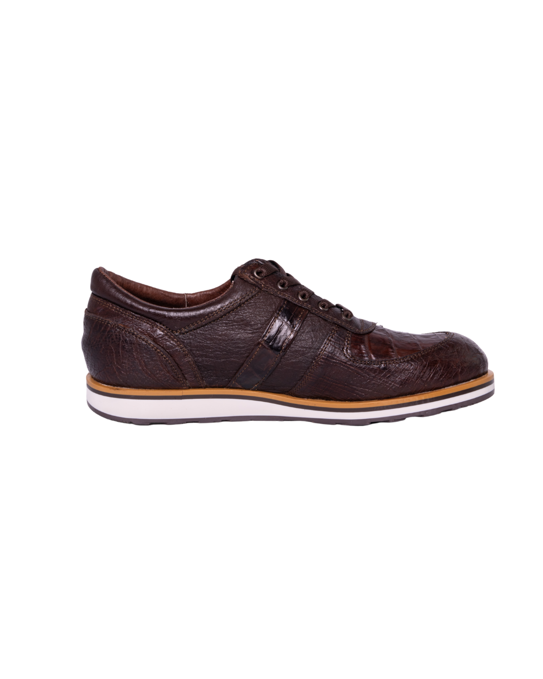 Tenis Exótico Avestruz con Cocodrilo Café 456 Tigre