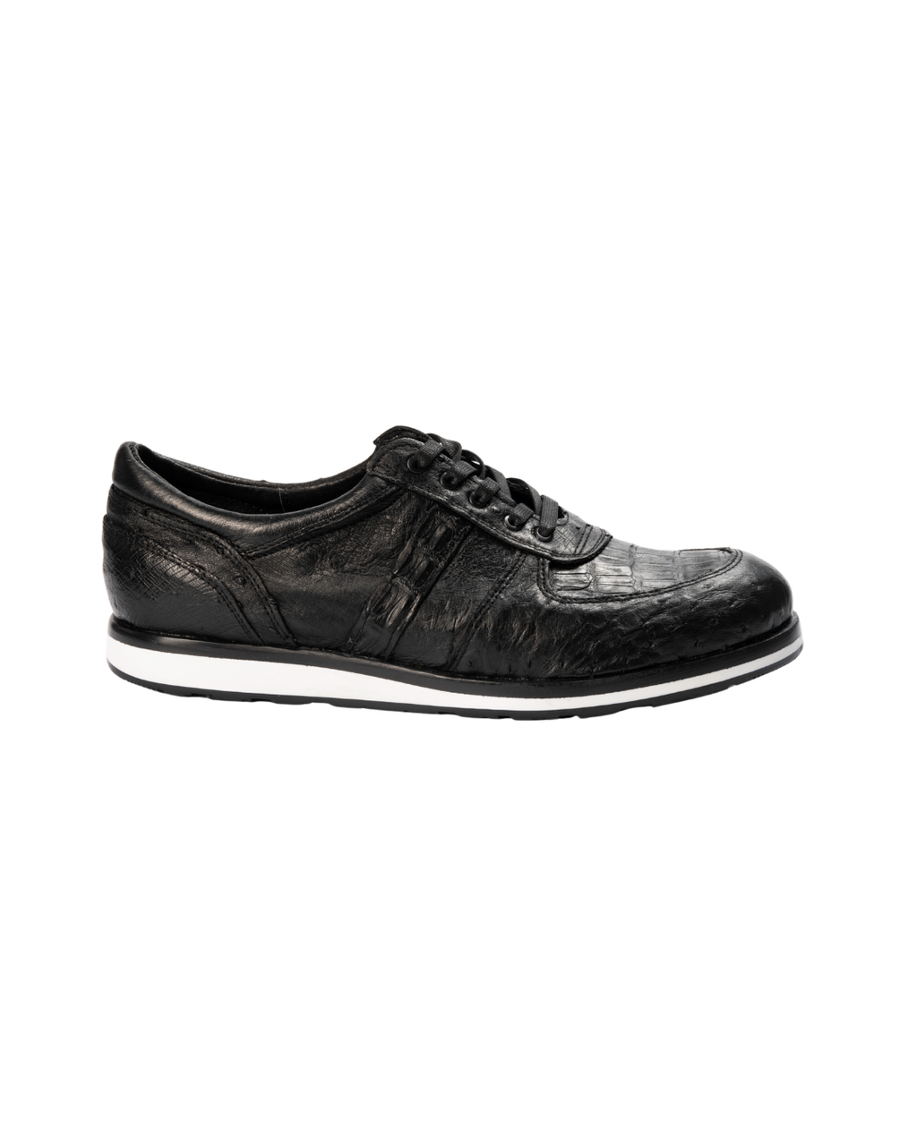 Tenis Exótico Avestruz con Cocodrilo Negro 456 Tigre